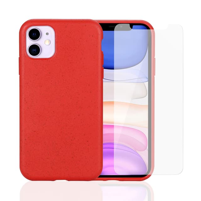 Cover e 2 schermi di protezione iPhone 11 - Compostabile - Rosso