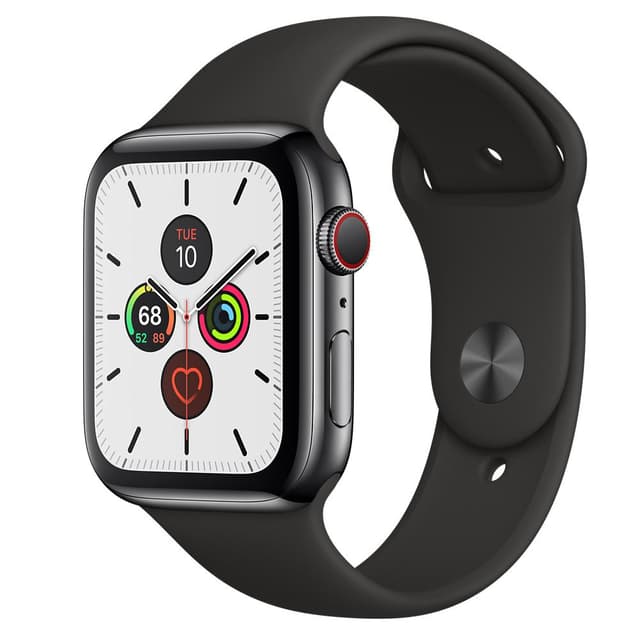 Apple Watch (Series 5) GPS + Cellular 44 mm - Acciaio inossidabile Nero siderale - Cinturino Cinturino Sport Nero