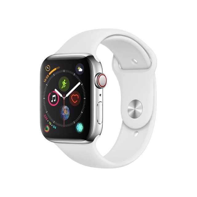 Apple Watch (Series 4) GPS 40 mm - Acciaio inossidabile Argento - Cinturino Cinturino Sport Bianco
